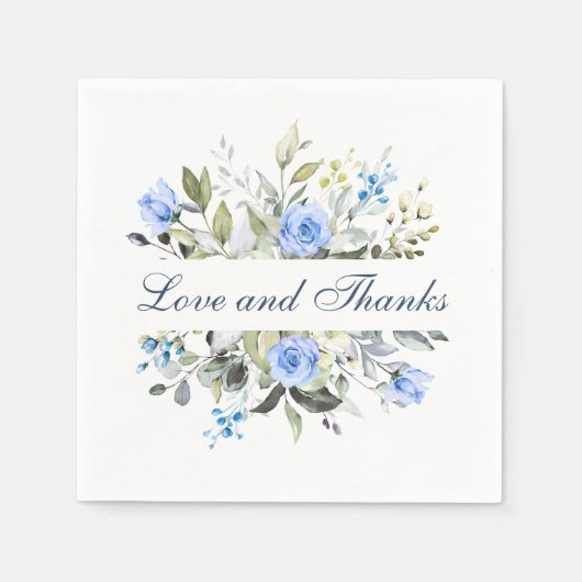 Serviette En Papier Elégante aquarelle Eucalyptus Bleu Rose Floral (Devant)