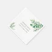 Serviette En Papier Elégante aquarelle Eucalyptus Mariage vert (Coin)