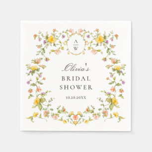 Serviette En Papier Elégante aquarelle Fête des mariées Fleurs sauvage