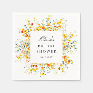 Serviette En Papier Elégante aquarelle Fête des mariées Fleurs sauvage