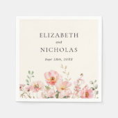 Serviette En Papier Elégante aquarelle Fleur sauvage Jardin Mariage (Devant)