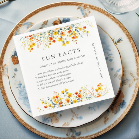 Serviette En Papier Elégante aquarelle Fleurs sauvages Mariage floral