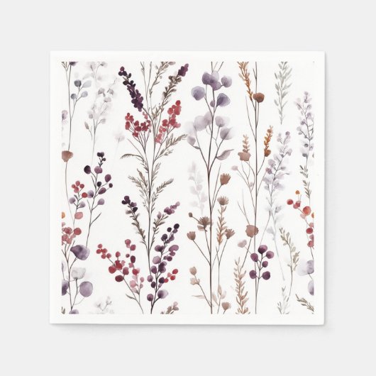 Serviette En Papier Elégante aquarelle florale d'hiver (Devant)