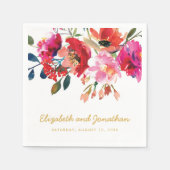 Serviette En Papier Elégante aquarelle florale Mariage or blanc (Devant)