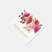 Serviette En Papier Elégante aquarelle florale Mariage or blanc (Coin)