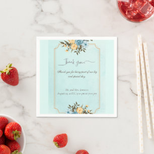 Serviette En Papier Elégante aquarelle florale moderne Mariage de verd