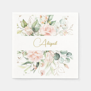 Serviette En Papier Elégante aquarelle florale Roses roses roses rose 