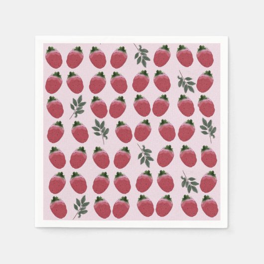 Serviette En Papier Elégante aquarelle fraise Anniversaire Party Napki (Devant)