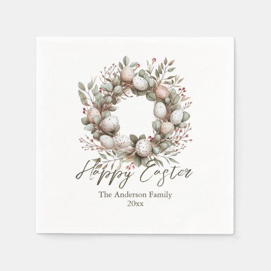 Serviette En Papier Elégante aquarelle Garland Eggs Pâques (Devant)