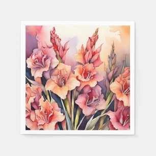 Serviette En Papier Elégante aquarelle Gladiolus