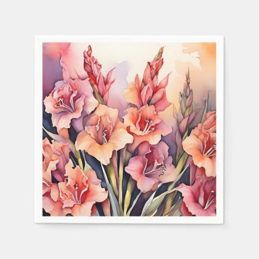 Serviette En Papier Elégante aquarelle Gladiolus (Devant)