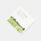 Serviette En Papier Elégante aquarelle Green Winery Vignoble Mariage (Coin)