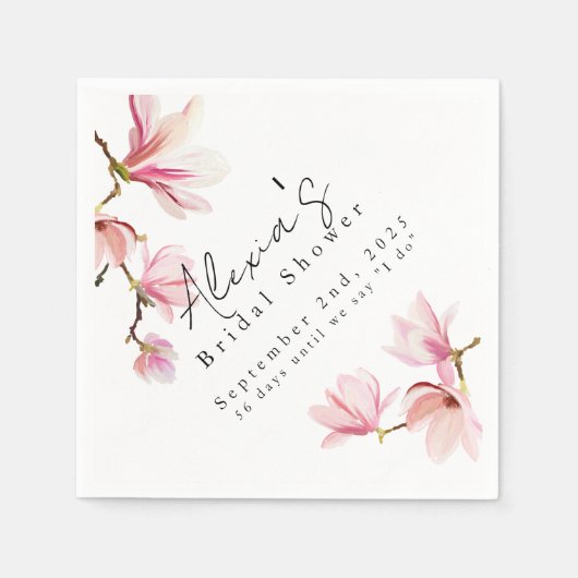 Serviette En Papier Elégante aquarelle Magnolia Fête des mariées Napki (Devant)
