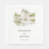 Serviette En Papier Elégante aquarelle Manor Jardin Mariage (Devant)