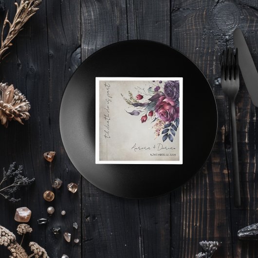 Serviette En Papier Elégante aquarelle Mariage floral Napkin