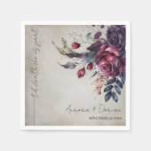 Serviette En Papier Elégante aquarelle Mariage floral Napkin (Devant)