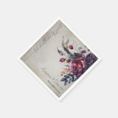 Serviette En Papier Elégante aquarelle Mariage floral Napkin (Coin)