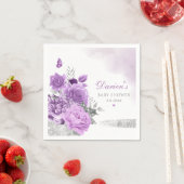 Serviette En Papier Elégante Aquarelle mignonne violet Baby shower flo (En situation)