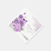 Serviette En Papier Elégante Aquarelle mignonne violet Baby shower flo (Coin)