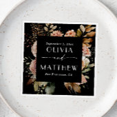 Serviette En Papier Elégante aquarelle noir chute mariage de fleurs bo