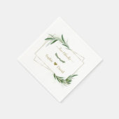 Serviette En Papier Elégante aquarelle Olive Greenery Mariage or (Coin)