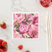 Serviette En Papier Elégante Aquarelle Peony Flowers (En situation)