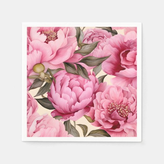 Serviette En Papier Elégante Aquarelle Peony Flowers (Devant)