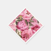 Serviette En Papier Elégante Aquarelle Peony Flowers (Coin)
