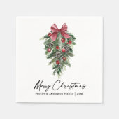 Serviette En Papier Élégante aquarelle Pins Calligraphie Encre Noël (Devant)