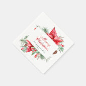Serviette En Papier Elégante aquarelle Poinsettia Noël (Coin)