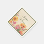 Serviette En Papier Elégante aquarelle Printemps mariage (Coin)