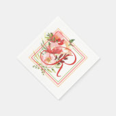 Serviette En Papier Elégante aquarelle Rose Bouquet romantique (Coin)