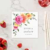 Serviette En Papier Elégante aquarelle rose clair Mariage (En situation)