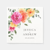 Serviette En Papier Elégante aquarelle rose clair Mariage (Devant)