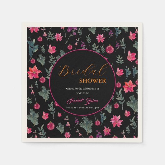 Serviette En Papier Elégante aquarelle rose poussiéreuse douche nuptia (Devant)