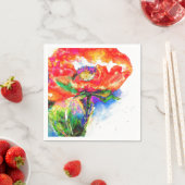 Serviette En Papier Elégante aquarelle rouge florale (En situation)