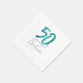 Serviette En Papier Elégante aquarelle Turquoise 50e anniversaire (Coin)