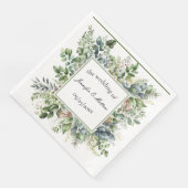 Serviette En Papier Elégante aquarelle Vert Feuilles mariage personnal (Coin)