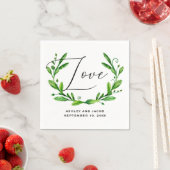 Serviette En Papier Elégante aquarelle verte script floral mariage (En situation)