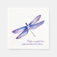 Elégante aquarelle violet dragonfly Papier serviet