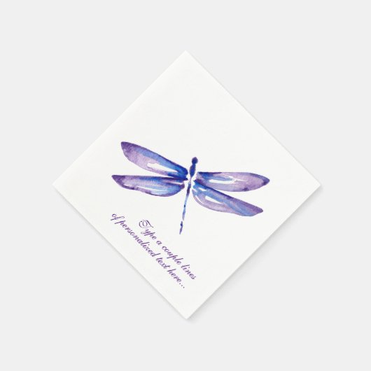 Serviette En Papier Elégante aquarelle violet dragonfly Papier serviet (Coin)