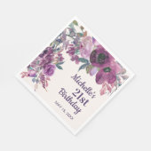 Serviette En Papier Elégante aquarelle violette Florale 21e anniversai (Coin)