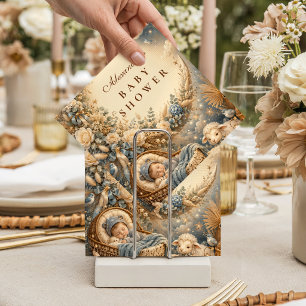 Serviette En Papier Élégante Baby Shower Bohème Bleue
