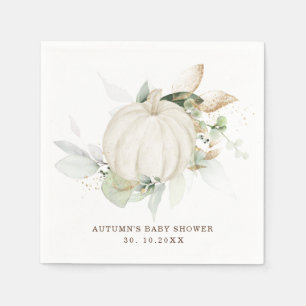 Serviette En Papier Élégante Baby Shower Citrouille Dorée Automne