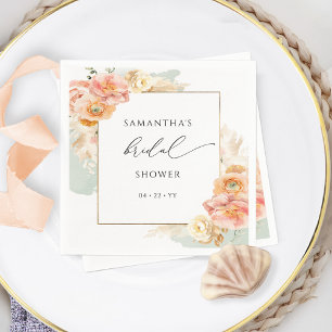 Serviette En Papier Élégante Baby Shower Fleurie aux Péches et à la Sa