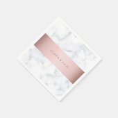 Serviette En Papier élégante bande rose en marbre blanc (Coin)