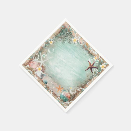 Serviette En Papier Elégante Beach Sea Starfish & Pearls Beach Party (Coin)