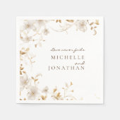 Serviette En Papier Élégante Bible Florale Blanche Verse Mariage moder (Devant)