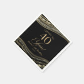 Serviette En Papier Elégante Black Gold Agate 40e fête d'anniversaire (Coin)