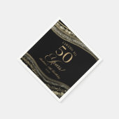Serviette En Papier Elégante Black Gold Agate 50e fête d'anniversaire (Coin)